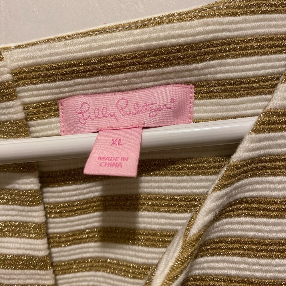 Lilly Pulitzer Tan and White Striped Mini Dress - Picture 11 of 14